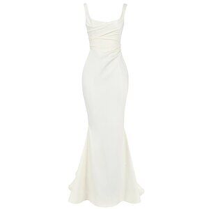 NWT House of CB Bridal Emilie Satin Mermaid Wedding Gown in Off White Size L+